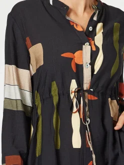 Galleria Print Button Dress - Black Multi