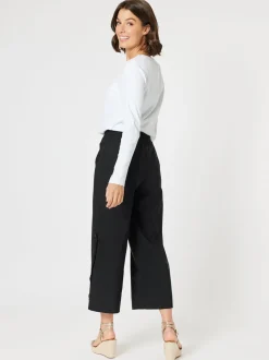 Gallery Wide Leg Button Pant - Black
