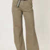 Georgia Stretch Cotton Wide Leg Jean - Khaki
