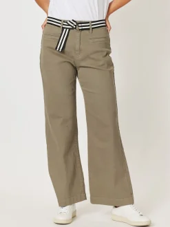 Georgia Stretch Cotton Wide Leg Jean - Khaki