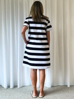 Heart Stripe Print Dress - Orange
