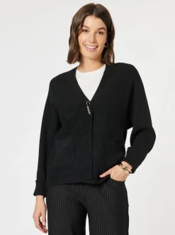 Highland Rib Cardigan - Black