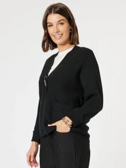Highland Rib Cardigan - Black