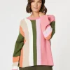 Indie Stripe Print Knit Top - Multi