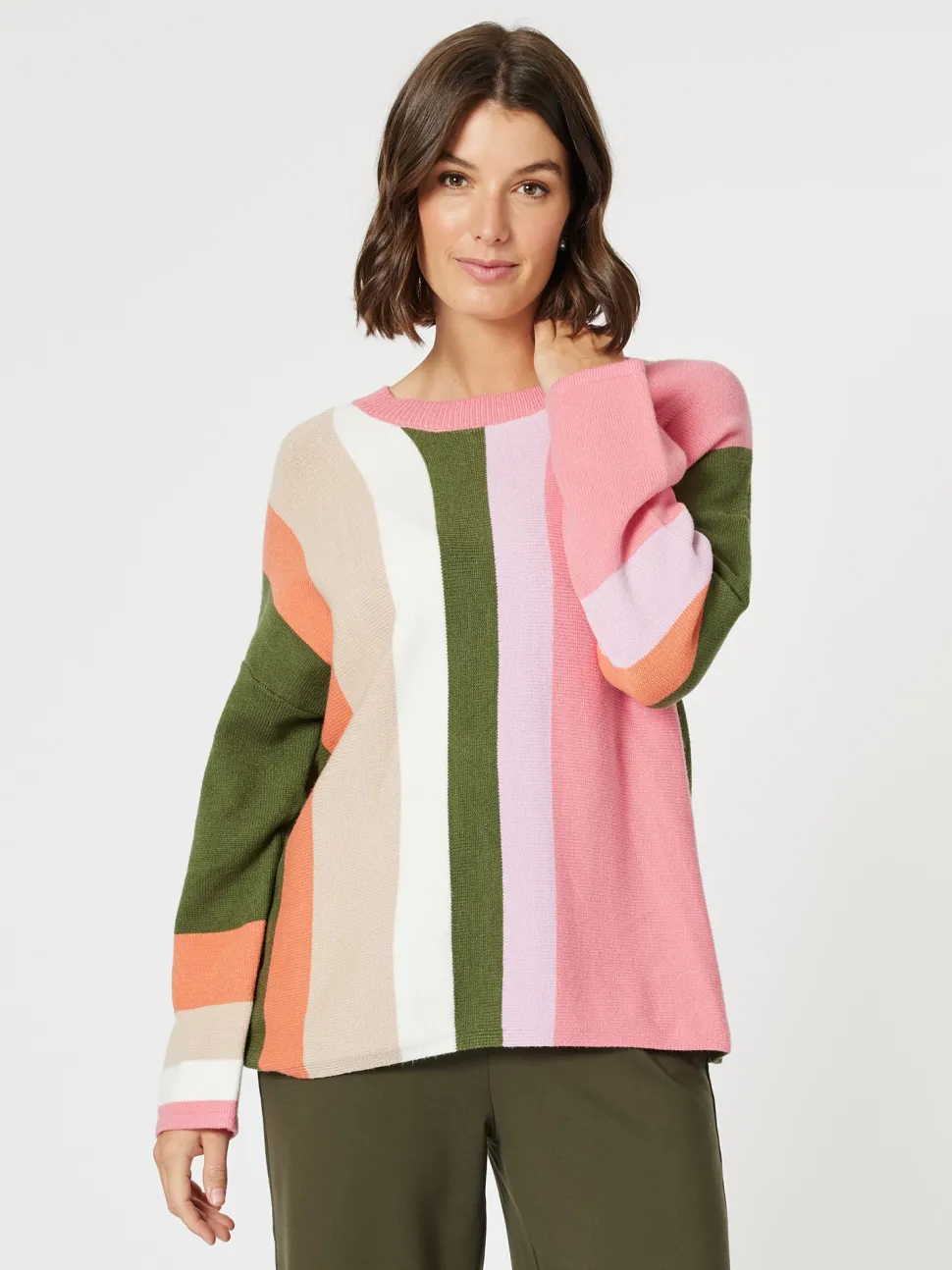Indie Stripe Print Knit Top - Multi