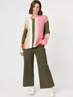 Indie Stripe Print Knit Top - Multi