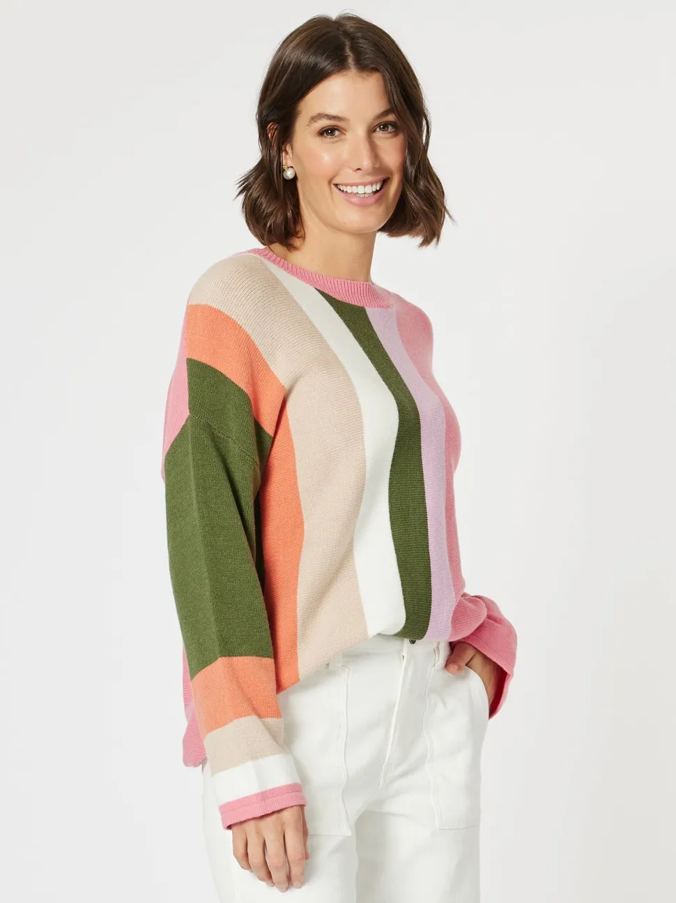 Indie Stripe Print Knit Top - Multi