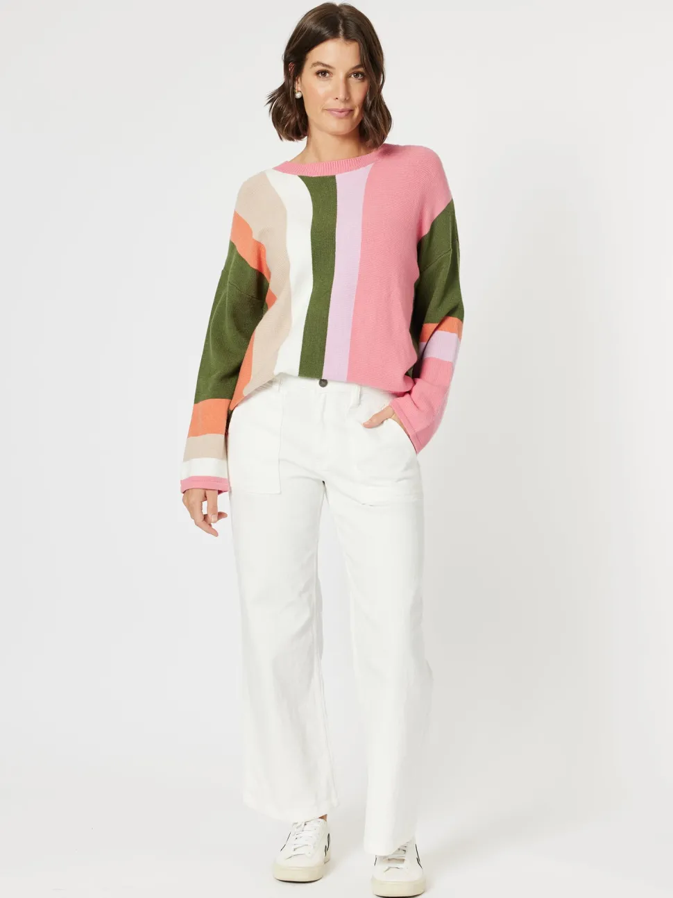 Indie Stripe Print Knit Top - Multi