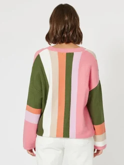 Indie Stripe Print Knit Top - Multi