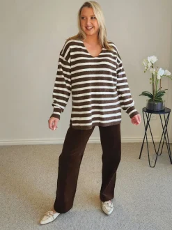 Jackie Stripe Knit - Chocolate