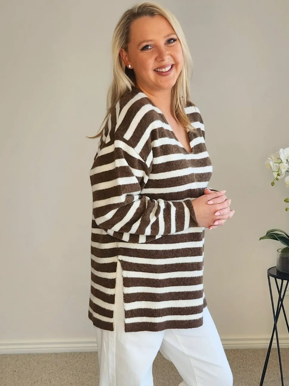 Jackie Stripe Knit - Chocolate