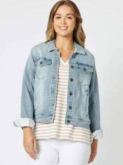 Knitted Stretch Denim Jacket - Denim