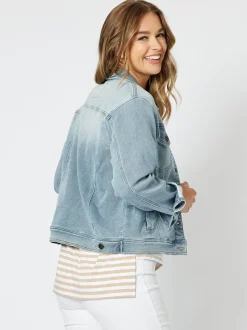 Knitted Stretch Denim Jacket - Denim