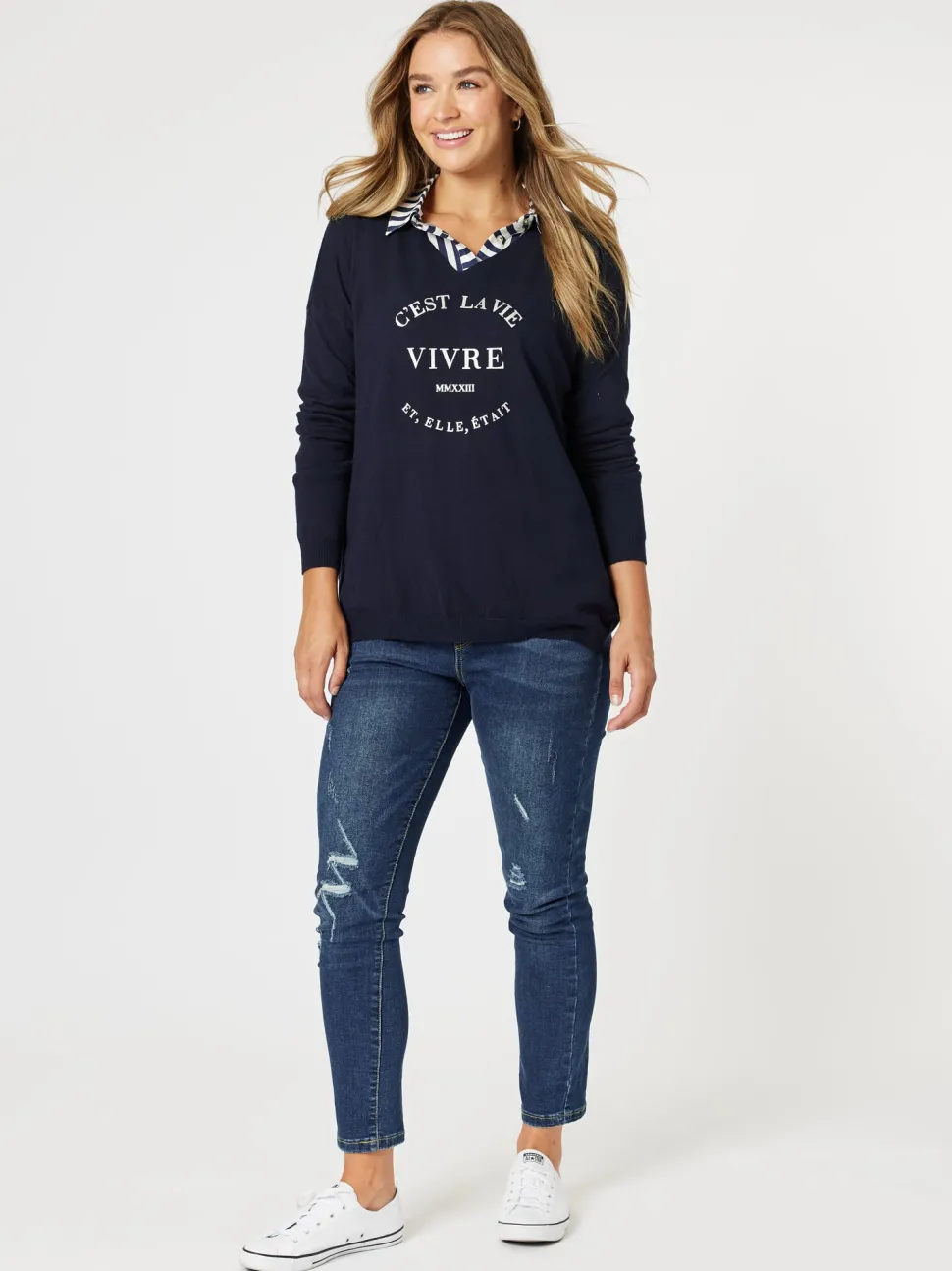 LA Stretch Pull On Jean - Dark Denim