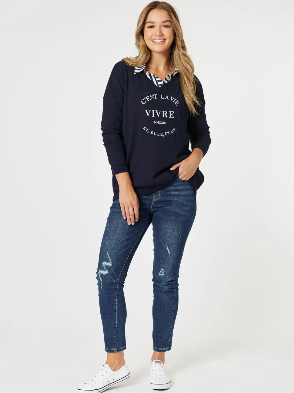 LA Stretch Pull On Jean - Dark Denim