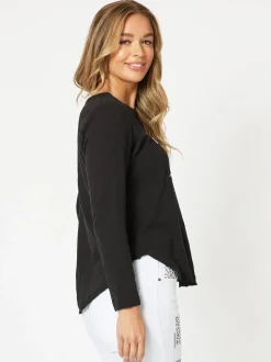 Les Copines Long Sleeve Top - Black