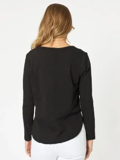 Les Copines Long Sleeve Top - Black