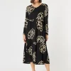 Louvre Floral Print Dress - Black/Natural
