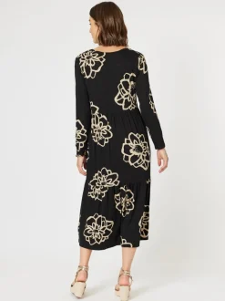 Louvre Floral Print Dress - Black/Natural