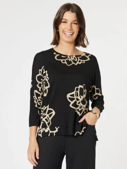 Louvre Floral Top - Black/Natural