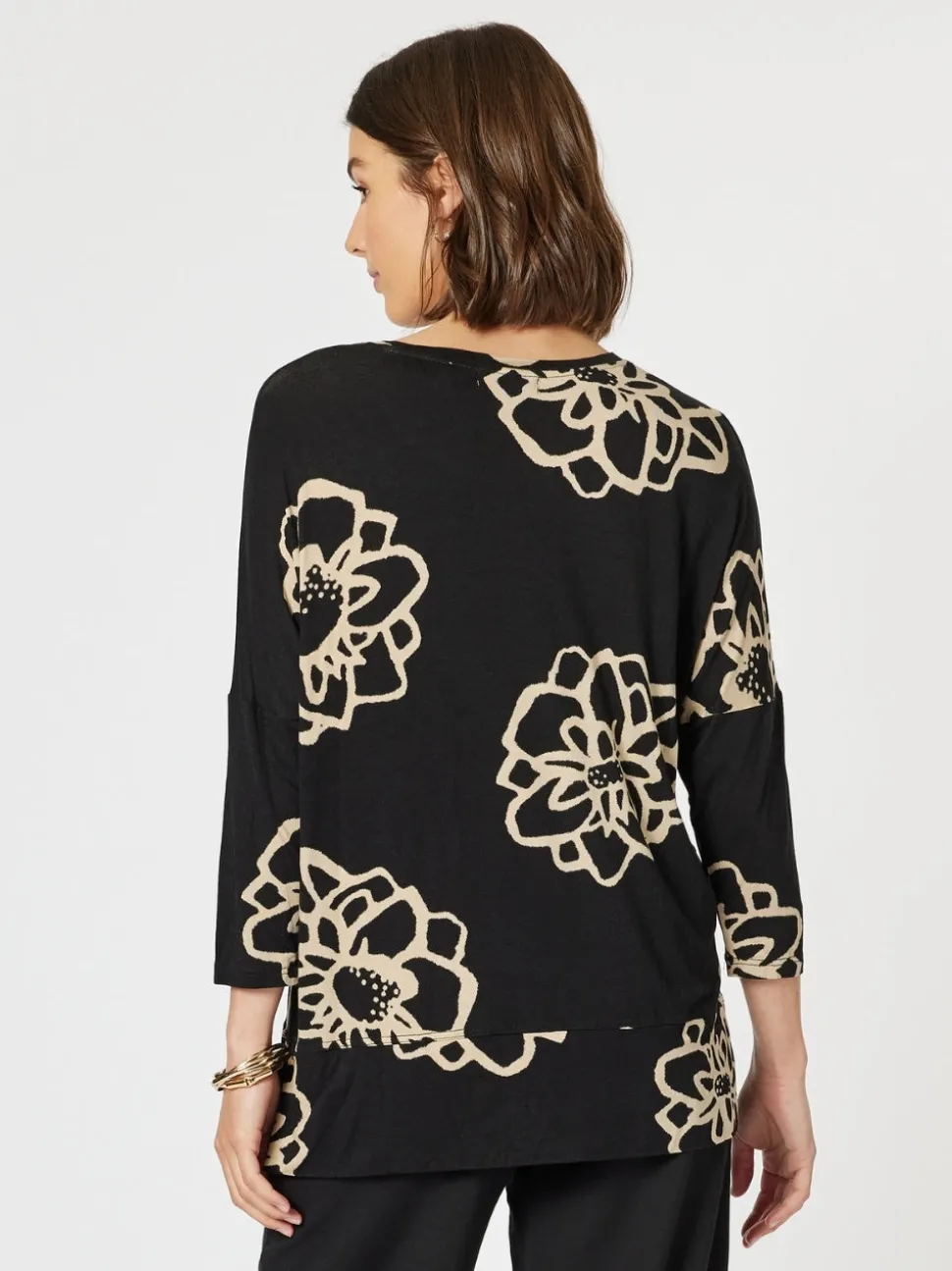 Louvre Floral Top - Black/Natural