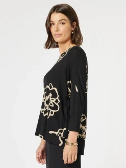 Louvre Floral Top - Black/Natural