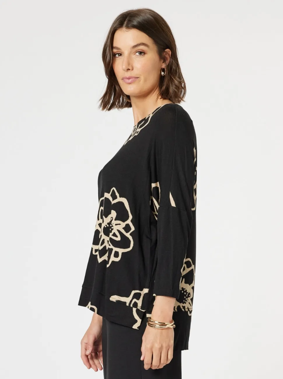 Louvre Floral Top - Black/Natural