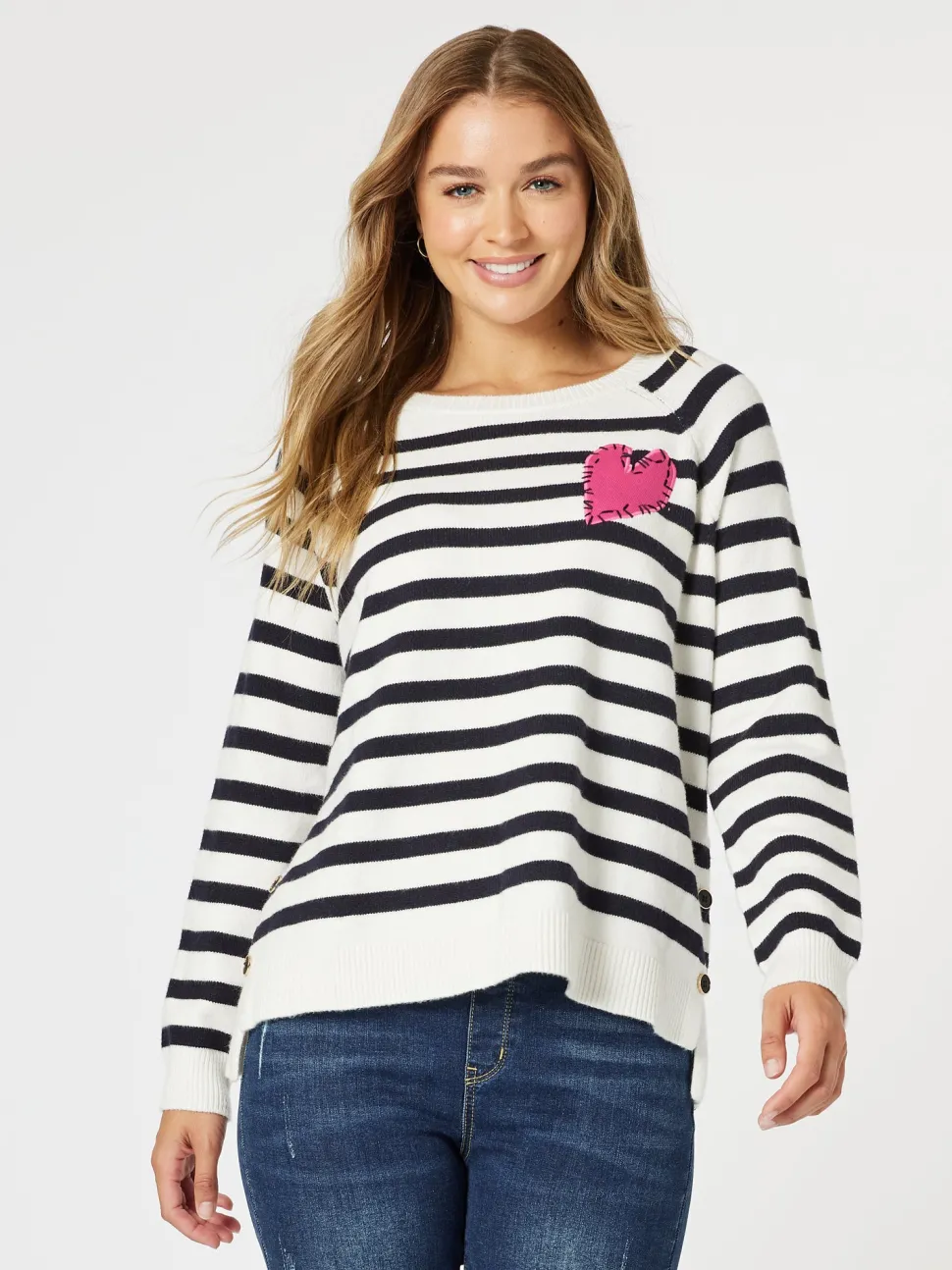 Love Me Stripe Knit Top - Navy/White