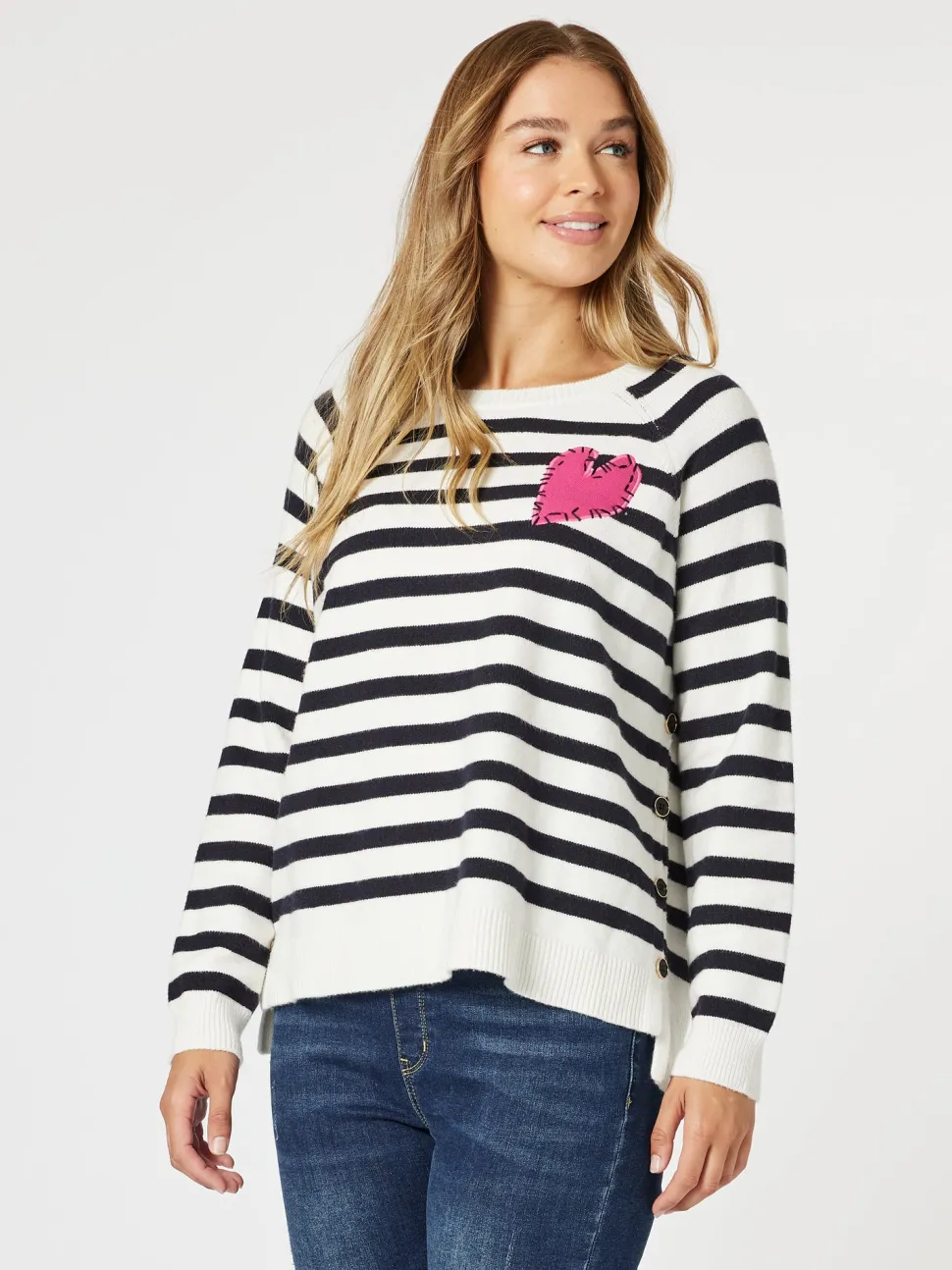 Love Me Stripe Knit Top - Navy/White