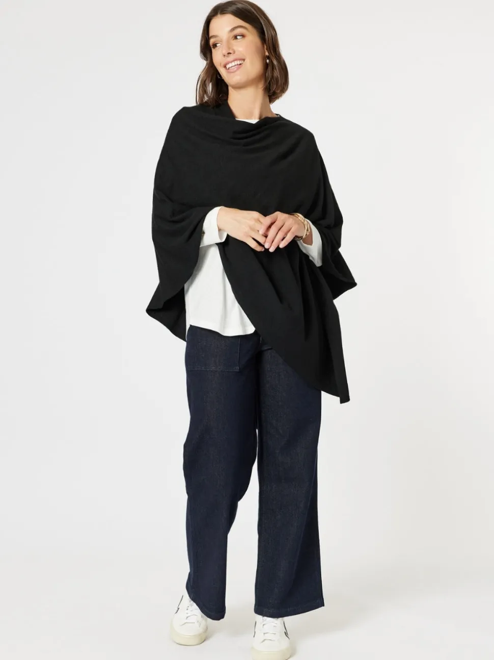 Macy Knit Poncho - Black