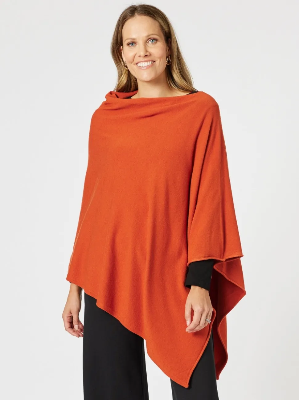 Macy Knit Poncho - Paprika