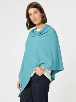 Macy Knit Poncho - Turquoise