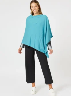 Macy Knit Poncho - Turquoise