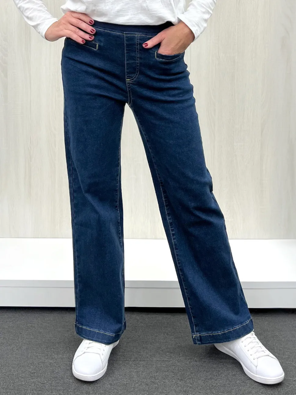 Maddy High Rise Wide Leg Jean - Dark Denim
