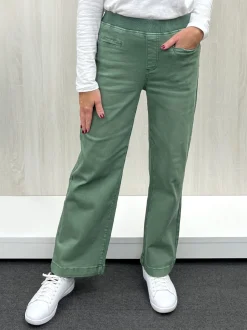 Maddy High Rise Wide Leg Jean - Khaki