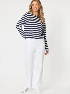 Maddy High Rise Wide Leg Jean - White