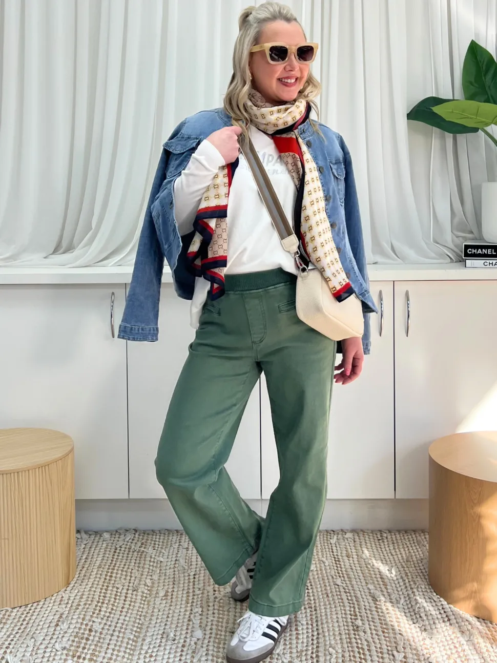 Maddy High Rise Wide Leg Jean - Khaki