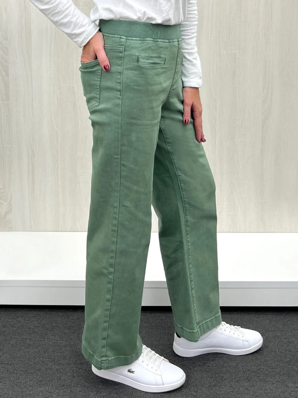 Maddy High Rise Wide Leg Jean - Khaki