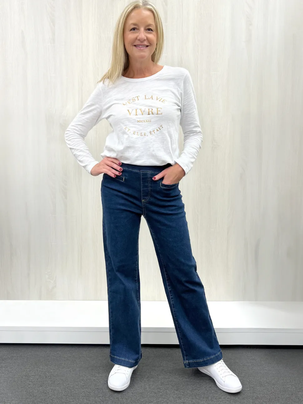 Maddy High Rise Wide Leg Jean - Dark Denim