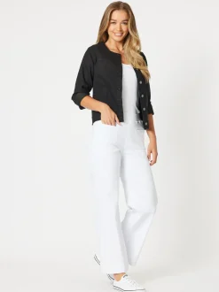 Maddy High Rise Wide Leg Jean - White
