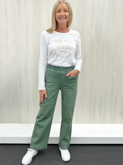 Maddy High Rise Wide Leg Jean - Khaki