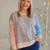 Maxwell Stripe Print Sweatshirt - Blue/Multi