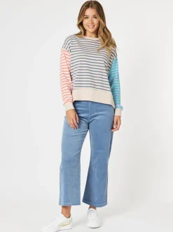 Maxwell Stripe Print Sweatshirt - Blue/Multi