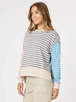 Maxwell Stripe Print Sweatshirt - Blue/Multi