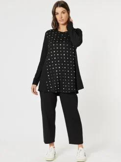 Metallic Print Long Sleeve Tee - Black/Silver