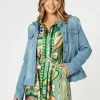 Military Style Denim Jacket - Denim