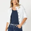Military Style Denim Jacket - White