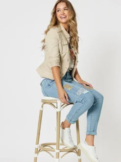Military Style Denim Jacket - Natural