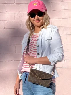 Military Style Denim Jacket - White