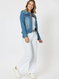Military Style Denim Jacket - Denim
